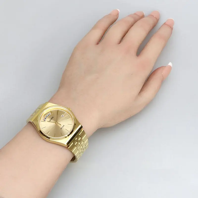 Casio Japan Enticer Champagne Dial Day-Date Men's Watch- MTP-B146G-9AV